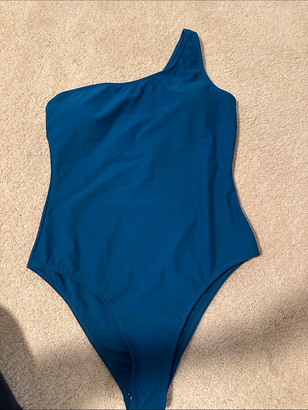 One-Shoulder Teal Blue One-Piece Swimsuit